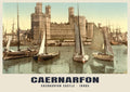 Caernarfon Castle, 1890s hand-coloured photochrom heritage print