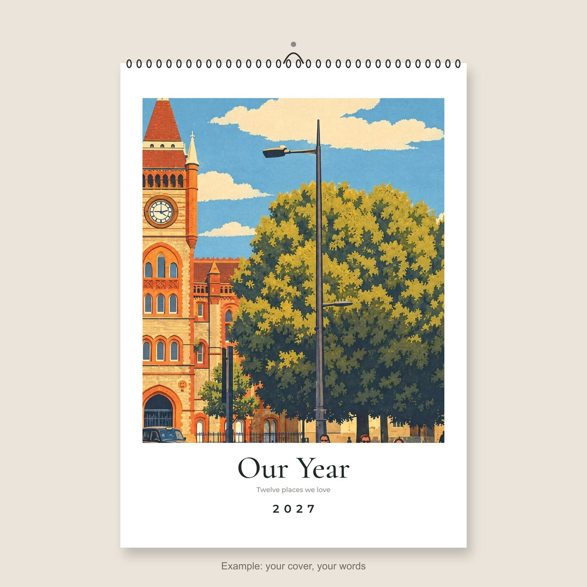 Personalised wall calendar 2027: an example cover with your own title