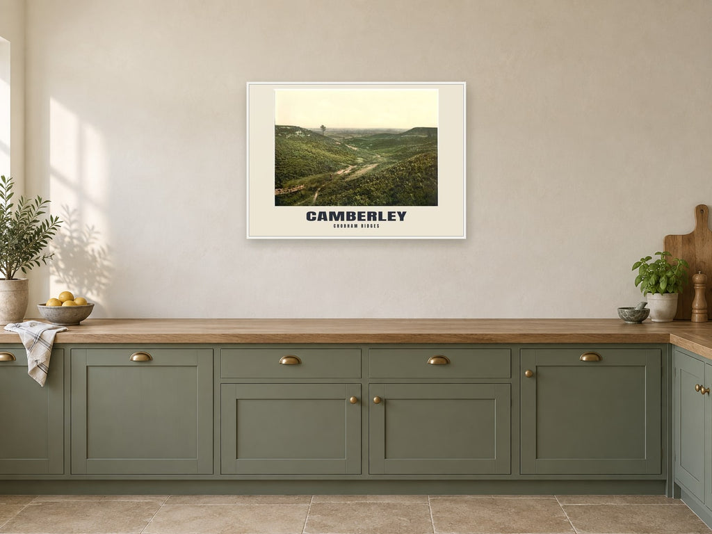 Chobham Ridges, Camberley, c. 1890–1900 Heritage Print at A1, in a white frame, in a kitchen