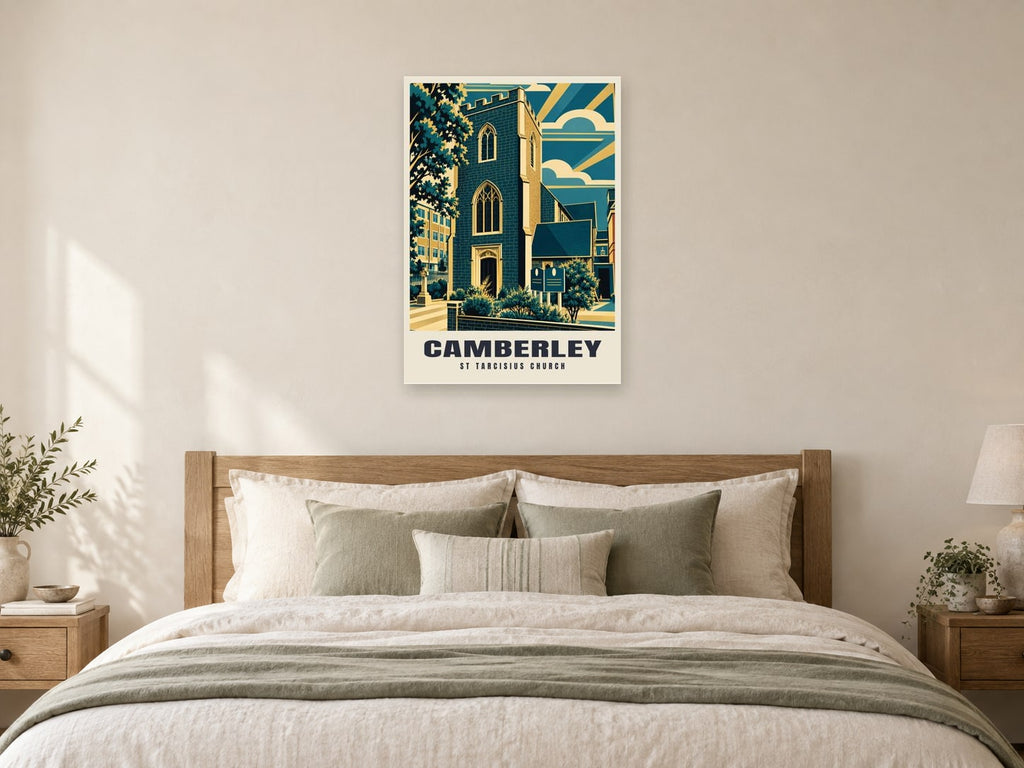 St Tarcisius Church, Camberley Poster at A1, as a poster, above a bed