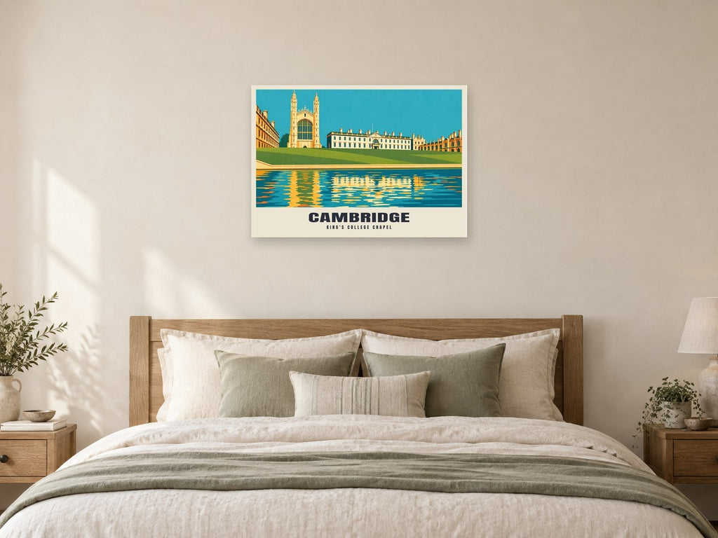 King's College Chapel, Cambridge Poster at A1, as a poster, above a bed