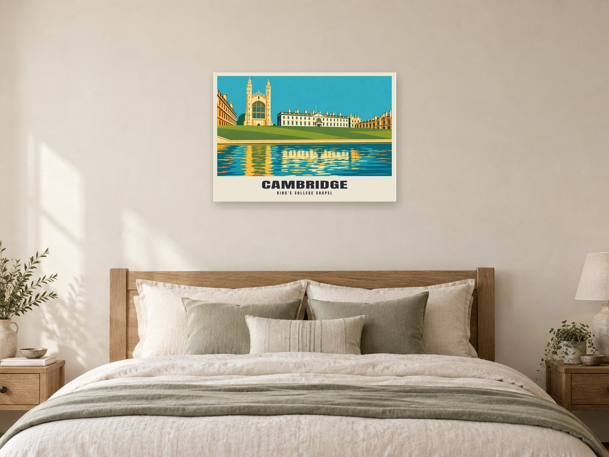 King's College Chapel, Cambridge Poster at A1, as a poster, above a bed