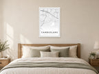 Cambuslang Town Centre Street Map Poster at A1, as a poster, above a bed
