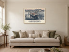 Campbeltown Harbour Poster at A1, in a natural wood frame, in a sitting room