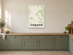 Canaan Street Map Poster at A1, in a white frame, in a kitchen