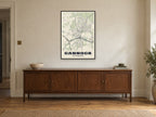 Cannock Street Map Poster at A1, in a black frame, above a sideboard