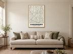 Canonbury Heritage Street Map Poster at A1, in a natural wood frame, in a sitting room