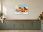 Carrickfergus Castle Poster at A1, in a white frame, in a kitchen