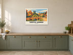 The Bridge, Castle Combe Poster at A1, in a white frame, in a kitchen