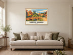 The Bridge, Castle Combe Poster at A1, in a natural wood frame, in a sitting room