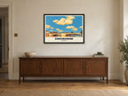 Caversham Poster at A1, in a black frame, above a sideboard