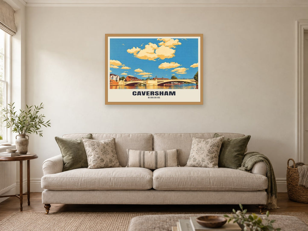 Caversham Poster at A1, in a natural wood frame, in a sitting room