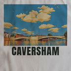 Close-up of the Caversham drawing and lettering printed on natural cotton