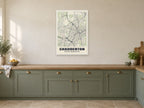 Chadderton Street Map Poster at A1, in a white frame, in a kitchen