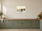 The Medway, Chatham, 1890s Heritage Print at A2, in a white frame, in a kitchen