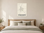 Chatteris Street Map Poster at A1, as a poster, above a bed