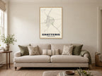 Chatteris Street Map Poster at A1, in a natural wood frame, in a sitting room