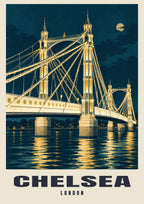 Albert Bridge, Chelsea vintage-style poster