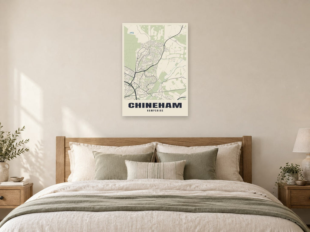 Chineham Street Map Poster at A1, as a poster, above a bed