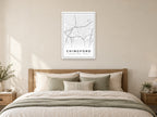 Chingford Street Map Poster at A1, as a poster, above a bed