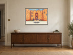 Chirk Castle Poster at A1, in a black frame, above a sideboard