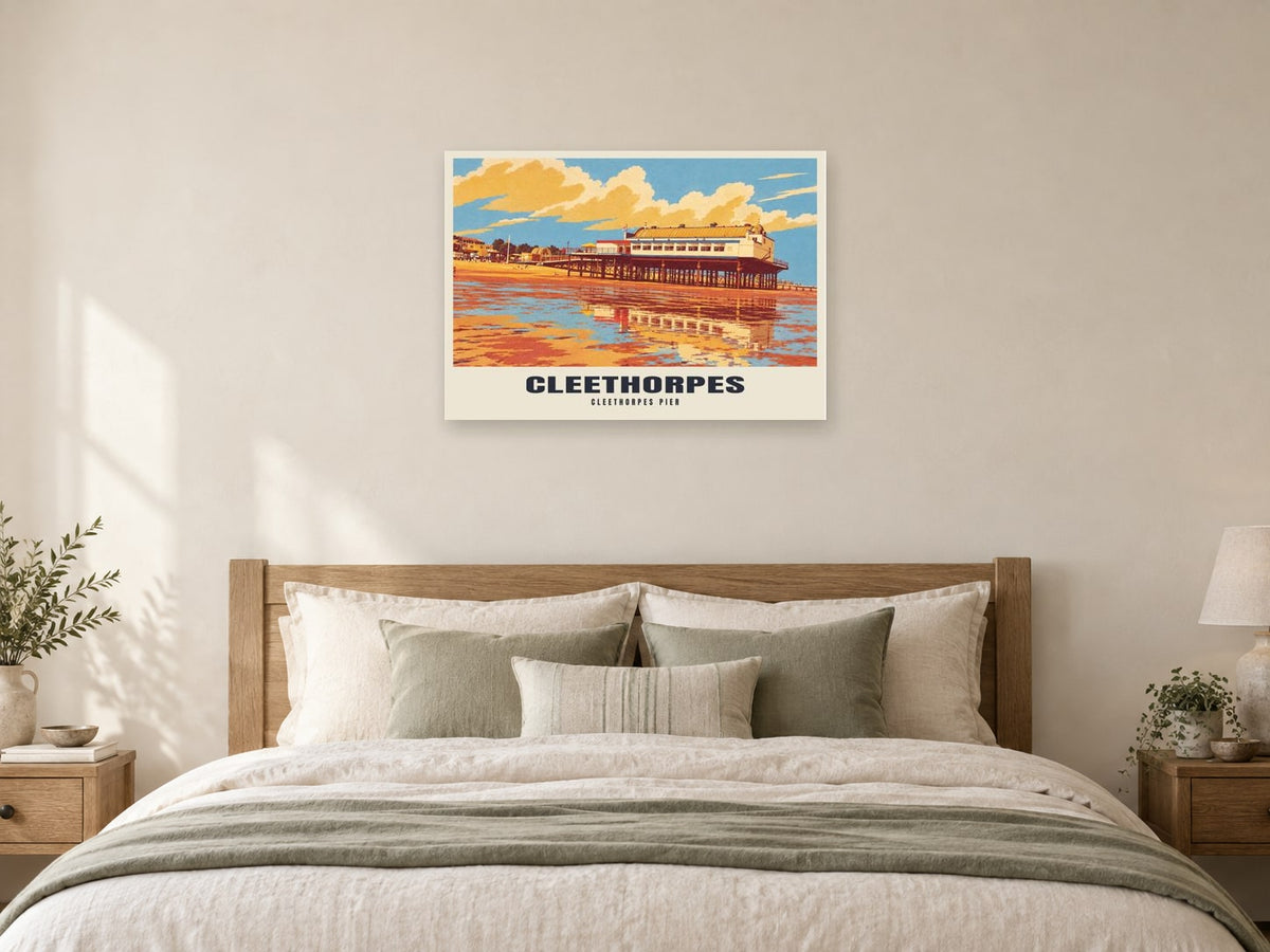 Cleethorpes Pier Poster at A1, as a poster, above a bed