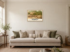 The Harbour, Clovelly, 1890s Heritage Print at A2, in a natural wood frame, in a sitting room