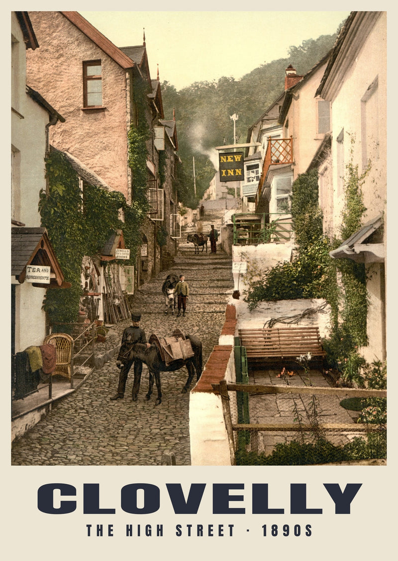 The High Street, Clovelly, 1890s Heritage Print