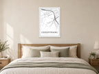 Coedffranc Village Centre Street Map Poster at A1, as a poster, above a bed