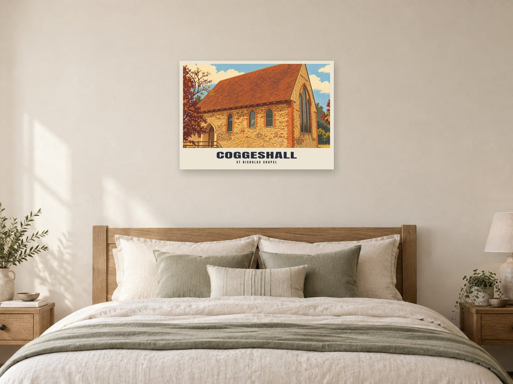 St Nicholas Chapel, Coggeshall Poster at A1, as a poster, above a bed
