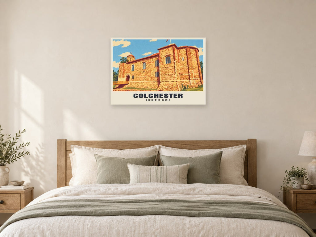 Colchester Castle Poster at A1, as a poster, above a bed
