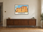 Colchester Castle Poster at A1, in a black frame, above a sideboard
