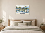 Cookham Bridge Poster at A1, as a poster, above a bed
