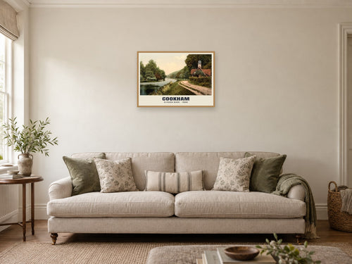 Cliveden Reach, Cookham, 1890s Heritage Print at A2, in a natural wood frame, in a sitting room
