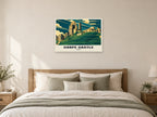 Corfe Castle Poster at A1, as a poster, above a bed