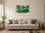 Corfe Castle Poster at A1, in a natural wood frame, in a sitting room