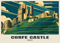 Corfe Castle poster in the Art Deco style