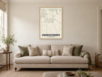 Countesthorpe Street Map Poster at A1, in a natural wood frame, in a sitting room