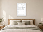 Countesthorpe Village Centre Street Map Poster at A1, as a poster, above a bed