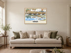 Crail harbour Poster at A1, in a natural wood frame, in a sitting room