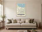 Cramond Street Map Poster at A1, in a natural wood frame, in a sitting room