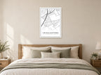 Crigglestone Village Centre Street Map Poster at A1, as a poster, above a bed