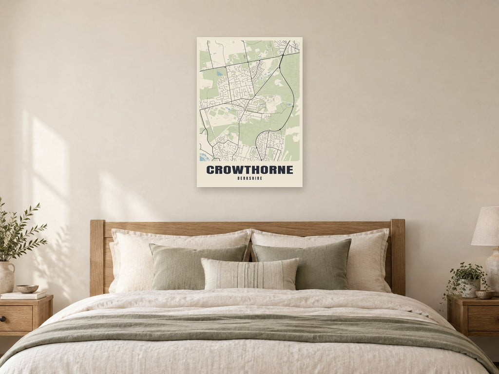 Crowthorne Street Map Poster at A1, as a poster, above a bed