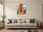 Croydon Minster Poster at A1, in a natural wood frame, in a sitting room