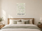 Crystal Palace Heritage Street Map Poster at A1, as a poster, above a bed