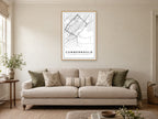 Cumbernauld Town Centre Street Map Poster at A1, in a natural wood frame, in a sitting room