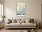 Dalgety Bay Street Map Poster at A1, in a natural wood frame, in a sitting room