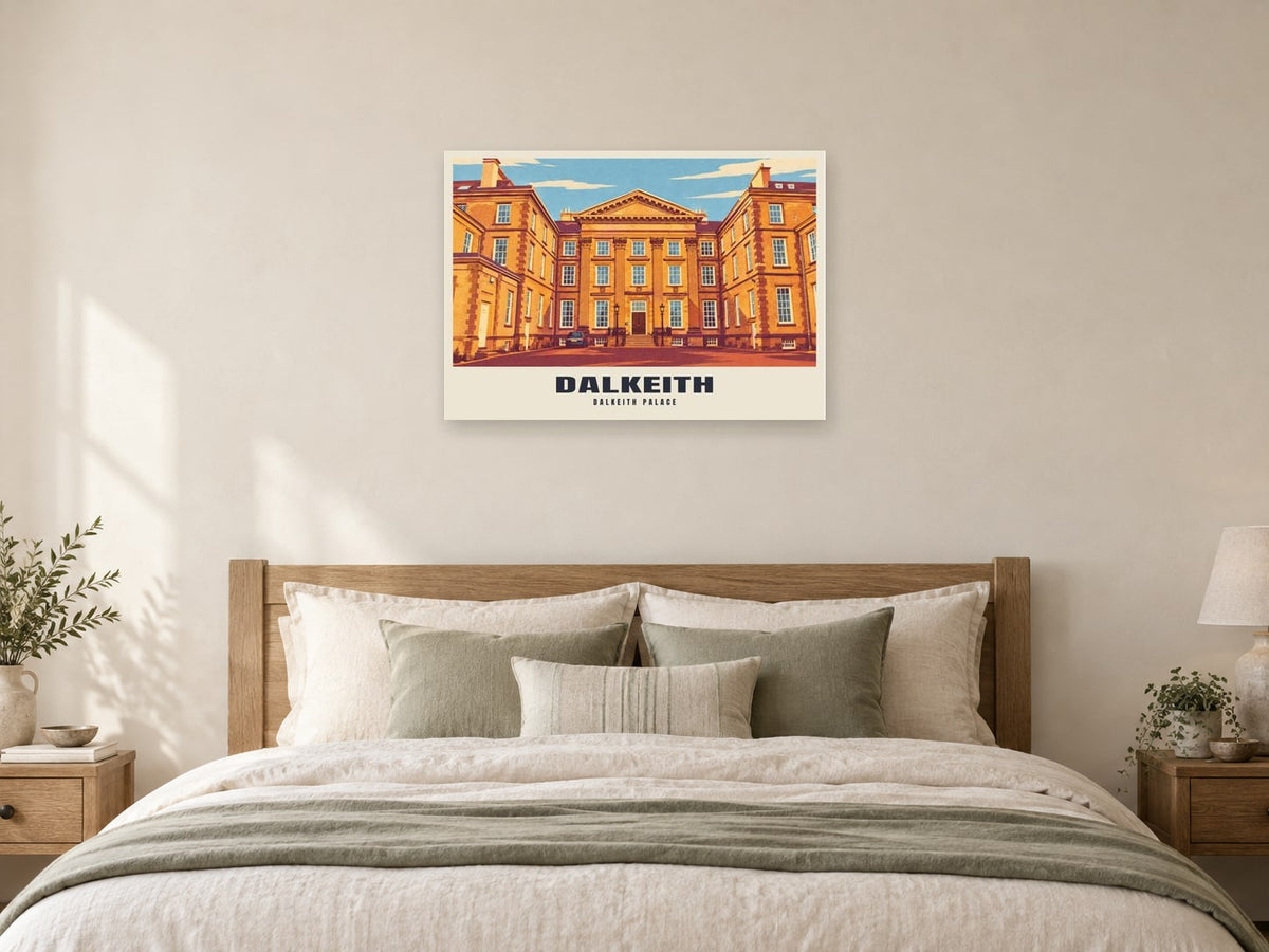 Dalkeith Palace Poster at A1, as a poster, above a bed