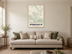 Darfield Street Map Poster at A1, in a natural wood frame, in a sitting room