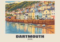 Dartmouth Retro Railway art print with DARTMOUTH and DEVON name band